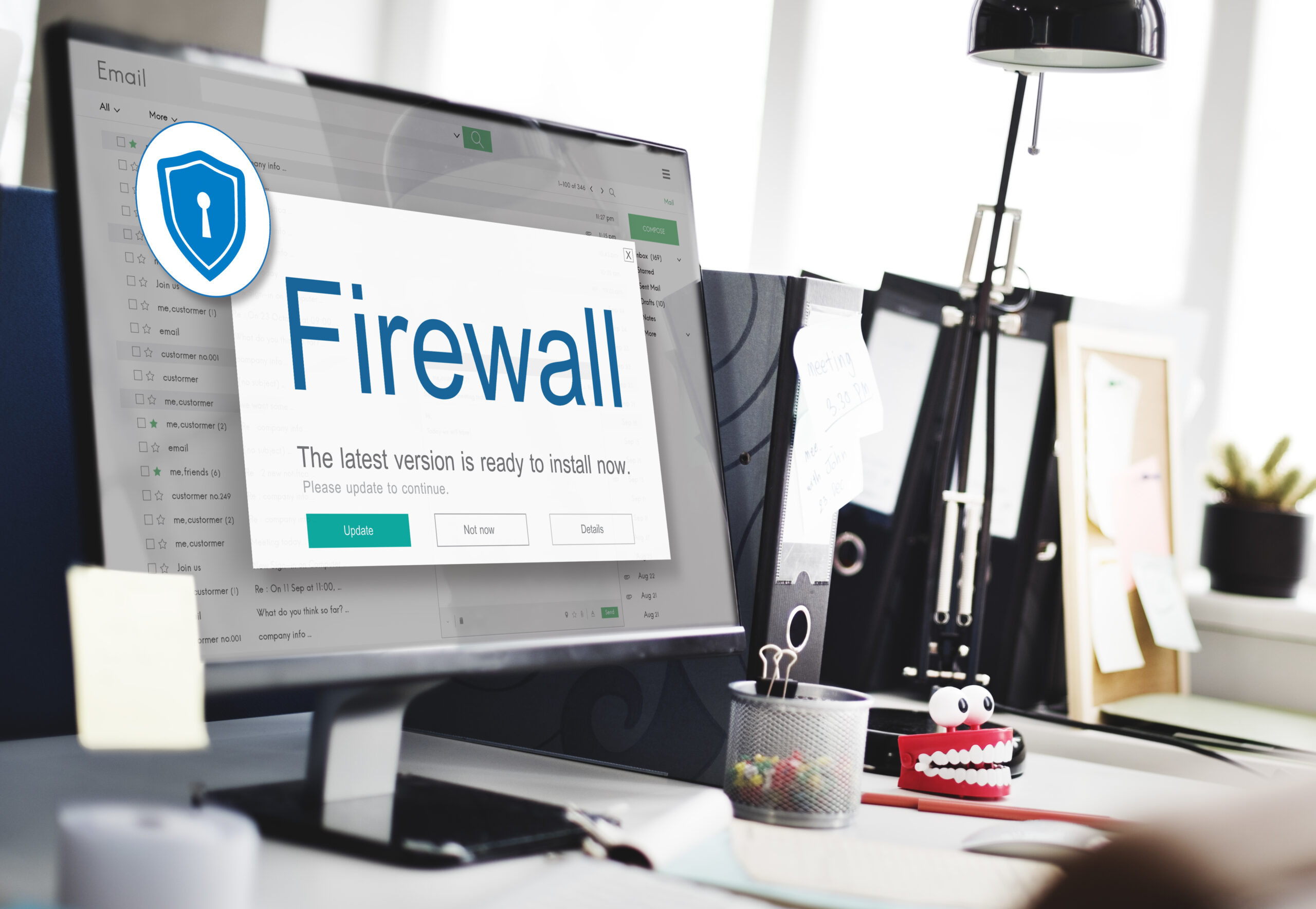 Firewall security alert on screen
