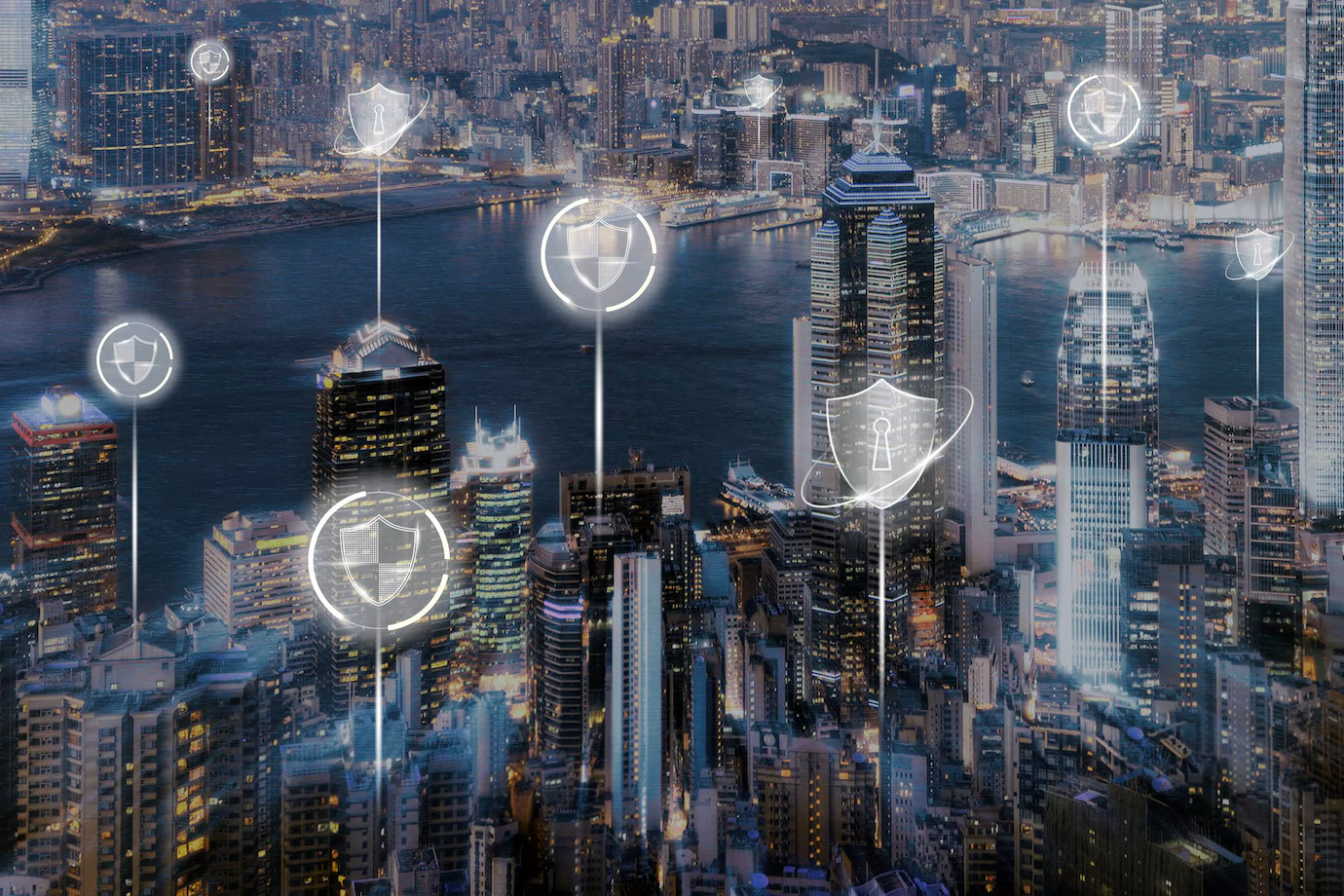 Smart city digital security background
