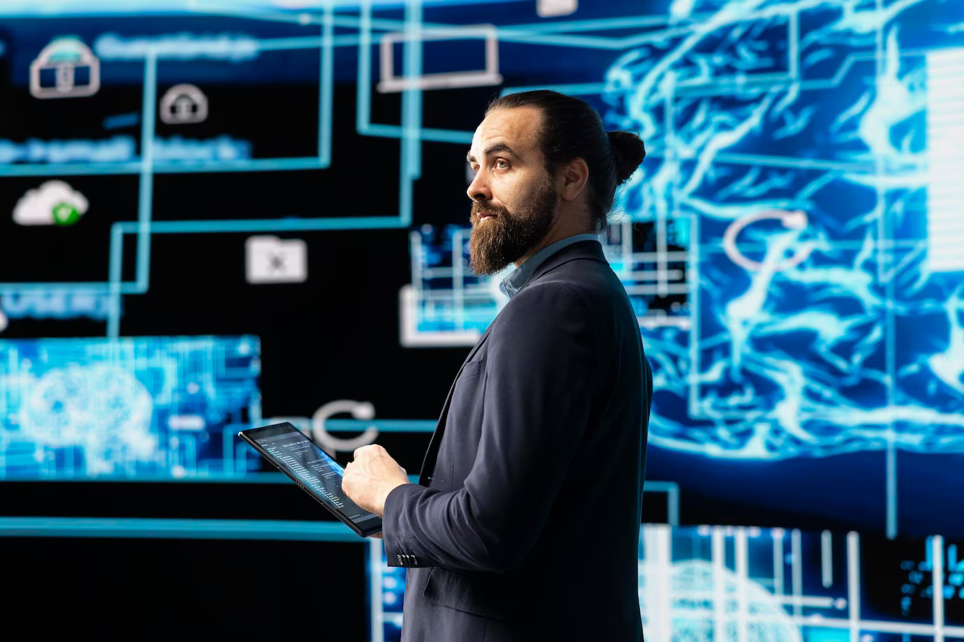 Entrepreneur managing AI security